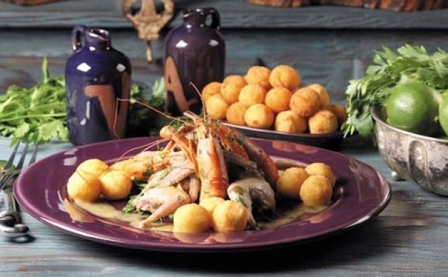 Pichones con camarones